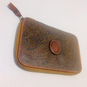 La Tour Eiffel Paisley Leather Zip Clutch Wallet